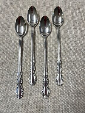 Lot of 4 Reed & Barton Regency Long Iced Tea Spoons 18/8 Stainless Flatware